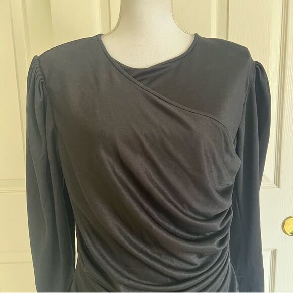 Anine Bing Alaia Ruched Mini Dress Black Large NEW MSRP $349 - Picture 3 of 9